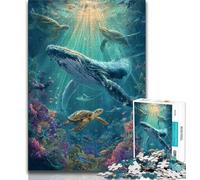 Rompecabezas de Ballenas en el Fondo Marino para Adultos, 1000 Piezas, difícil de Usar, Ayuda a ejercitar el Cerebro, Juguetes adictivos para Cultivar la Paciencia, Gran Regalo, 50x75cm