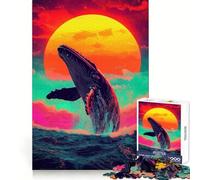 Rompecabezas de Ballenas Saltando al Atardecer para Adolescentes, 1000 Piezas, Capacidad de concentración, Ocio Relajado, Encaje (50x75cm)