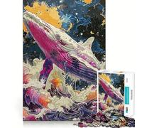 Rompecabezas de Ballenas y océano con diseño de Pintura 1000 Piezas Juego de concentración Mental diseño de Ajuste Huecos desafío Interactivo para el Cerebro en casa (38x26cm)
