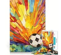 Rompecabezas de balón de fútbol con vidrieras Vibrantes,1000 Piezas,Juguete para desarrollar la Capacidad cognitiva,Superficie Lisa y sin Rebabas,Actividad Relajante para Grupos en Interiores 38x26cm