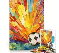 Rompecabezas de balón de fútbol con vitrales Vibrantes de 1000 Piezas Juego de Habilidad Mental Ajuste Estable Sin Piezas Que se muevan Pasatiempo Divertido para Fines de Semana Largos (50x75cm)