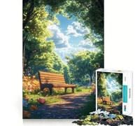 Rompecabezas de Banco de Parque en Primavera para Adultos, 1000 Piezas, Juguete de lógica Resistente, Juego Relajante, Borde Transparente, Regalo artístico (38x52cm)