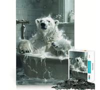 Rompecabezas de bañera con forma de oso polar blanco para adolescentes 1000 piezas divertido juego de memoria superficie lisa sin rebabas regalo de cumpleaños juguete para ejercitar la mente (38x52cm)