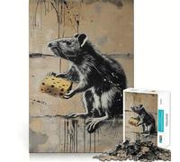 Rompecabezas de Banksy con diseño de Grafiti de Queso de Rata para Adultos, 1000 Piezas, para estimular la Memoria, Juego en Grupo, patrón de Montaje, Sorpresa navideña (38x52cm)