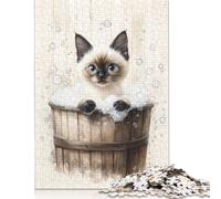 Rompecabezas de baño de Burbujas de Gatito siamés: desafiante y Estimulante Rompecabezas de cartón 100% Reciclado para Regalo de cumpleaños de Adolescente, 1000 Piezas (75 x 50 cm)