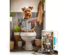 Rompecabezas de baño de Yorkshire Terrier para Adolescentes 1000 Piezas Juego Mental Divertido Conexión Limpia y fluida Forma Atractiva de Pasar el Tiempo Libre (38x26cm)