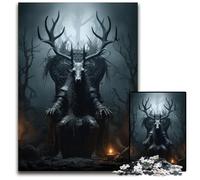 Rompecabezas de Baphomet en un Trono para Adultos 1000 Piezas de Madera Juego de desafío Mental para Adolescentes y Familia 1000 Piezas (75x50cm)