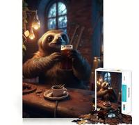 Rompecabezas de Bar con diseño de Perezoso Bebiendo Cerveza para Adolescentes, 1000 Piezas, Rompecabezas Mental, Divertido y Relajante, Ideal para armar, un Regalo Encantador 38x52cm