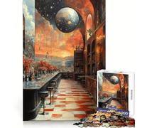 Rompecabezas de Bar Surrealista con Vista Celestial para Adultos, 1000 Piezas Piensa en el Juguete Inteligente para el hogar Disfruta de un Corte preciso Decoración de Pared 38x52cm