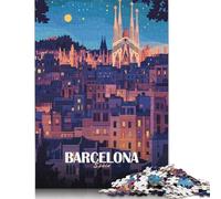 Rompecabezas de Barcelona, España, Paisaje Urbano Nocturno. 1000 Piezas. Ideal para Regalar a Adultos y para Toda la Familia. Medidas: 38 x 26 cm.