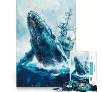Rompecabezas de Barco con Ballena Saltando para Adultos 1000 Piezas Juego de Memoria Cerebral Corte Fino Acabado Premium Forma entretenida de Pasar Las Horas Libres (38x52cm)