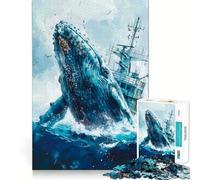 Rompecabezas de Barco con Ballena Saltando para Adultos 1000 Piezas Juego para ejercitar la Mente Corte de precisión Bordes Suaves desafío Divertido para Pasar el Tiempo (50x75cm)