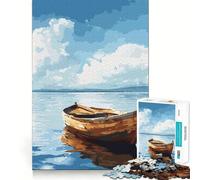 Rompecabezas de Barco de Madera en Aguas tranquilas,1000 Piezas,Juego de ingenio,Piezas de Ajuste, Actividad Nocturna para Toda la Familia (50x75cm)