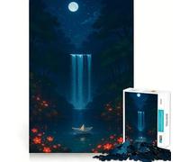 Rompecabezas de Barco de Papel en Cascada Nocturna para Adolescentes, 1000 Piezas, para estimular la Memoria, Relajante y Divertido, para armar, (50x75cm)