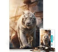 Rompecabezas de Barco de Vela Tigre Blanco para Adolescentes 1000 Piezas Divertido Juego de Memoria Superficie Lisa sin Rebabas Regalo de cumpleaños Juguete para ejercitar la Mente (50x75cm)