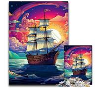 Rompecabezas de Barco Pirata de 1000 Piezas, Arte Colorido, Regalo para un desafío Mental, Actividad educativa para Adolescentes, 50x75cm/19,68x29,52 Pulgadas