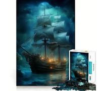Rompecabezas de Barco Pirata de 1000 Piezas para Adultos Juguete de lógica Estimulante para un Juego Relajante Bordes Transparentes Regalo conmovedor (38x26cm)