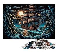 Rompecabezas de Barco Pirata de 1000 Piezas para Adultos, Rompecabezas difíciles, decoración del hogar, 26x38cm/10,23x14,96 Pulgadas.
