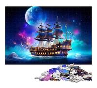 Rompecabezas de Barco Pirata de fantasía de 1000 Piezas para Adultos, reuniones Familiares, cumpleaños y festividades, 50x75cm/19,68x29,52 Pulgadas.