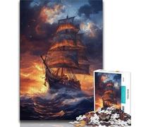 Rompecabezas de Barco Pirata para Adultos 1000 Piezas Ideal para Adultos y Adolescentes un Juego desafiante y Familiar para interactuar Entre Padres e Hijos (26x38cm)
