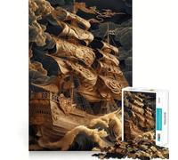 Rompecabezas de Barco Pirata perdido en el mar para Adolescentes, 1000 Piezas Refuerza la Memoria Pasatiempo Tranquilo Borde de Calidad Regalo Festivo (38x52cm)
