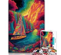 Rompecabezas de Barco psicodélico de 1000 Piezas: ejercita tu Cerebro, Juguetes adictivos para Cultivar la Paciencia, Juego de desafío único 75x50cm