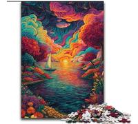Rompecabezas de Barco psicodélico de 1000 Piezas para Adolescentes, Apto para Mayores de 14 años Ideas de Regalo para decoración del hogar (26x38cm)