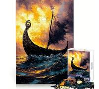 Rompecabezas de Barco Vikingo al Atardecer para Adultos, 1000 Piezas, Juego estratégico para Pensar, pasatiempo Relajante, Ajuste preciso, Regalo navideño (50x75cm)
