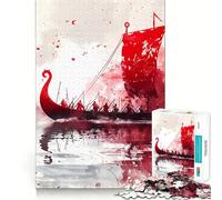 Rompecabezas de Barcos Vikingos,1000 Piezas,Juego de concentración Mental,Corte de precisión,Bordes Suaves,Juego para Crear Conexiones significativas (50x75cm)