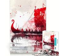 Rompecabezas de Barcos Vikingos para Adultos,1000 Piezas,Juego para estimular la Mente,tamaño Uniforme,Piezas precisas,Ideal para Viajar, ejercitar la Mente (38x52cm)