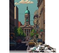 Rompecabezas de Belgrado con diseño de píxeles, cartón Rectangular 100% Reciclado, Ideal para Adultos y niños, 1000 Piezas (26 x 38 cm)