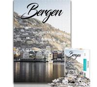 Rompecabezas de Bergen, Noruega, 1000 Piezas para Adultos, Regalo para Pasar el rato en casa Cada Pieza es única Juego Familiar desafiante y Divertido 38x26cm