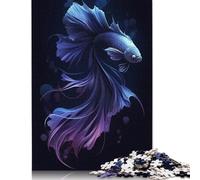 Rompecabezas de Betta Azul y Morado, 100% cartón Reciclado, Rectangular, para Adultos y niños, 1000 Piezas (75 x 50 cm)