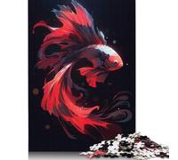 Rompecabezas de Betta Rojo y Negro, desafío difícil, 100% cartón Reciclado, para Adultos y Adolescentes, 1000 Piezas (26 x 38 cm)