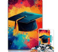 Rompecabezas de Birrete de graduación para Adolescentes, 1000 Piezas, para aliviar el estrés y Matar el Tiempo en casa, con póster a Juego y Hoja de Trivia de 38x26cm