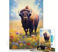Rompecabezas de Bisonte Americano,1000 Piezas,estimulación cognitiva,Divertido,sin Rebabas,Piezas de Corte Limpio,Juguete de Entretenimiento para Interiores (38x26cm)