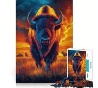 Rompecabezas de Bisonte Americano al Atardecer para Adolescentes,1000 Piezas,Juego para desarrollar la Mente,Cortado con láser para un Tiempo de relajación Ejercicios mentales en casa