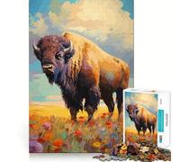 Rompecabezas de Bisonte Americano para Adultos,1000 Piezas,Juego para estimular la Mente,Piezas de Ajuste preciso y sin Costuras,Actividad Relajante para Grupos en Interiores (38x26cm)