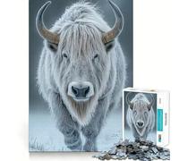 Rompecabezas de Bisonte Yak Blanco en Invierno 1000 Piezas Juego Interactivo para estimular el Pensamiento Cierre Seguro sin Piezas Sueltas desafío Mental para el hogar (38x26cm)