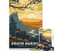 Rompecabezas de bisontes al Atardecer de Dakota del Sur para Adolescentes, 1000 Piezas, Entrenamiento de Memoria, Actividad Relajante, Corte Impecable, Regalo de Temporada (38x52cm)