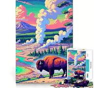 Rompecabezas de bisontes de Yellowstone,1000 Piezas,estimulación cognitiva,Piezas sin Rebabas,Corte Limpio,Juguete de Entretenimiento para Interiores (38x52cm)