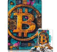 Rompecabezas de Bitcoin con Grafiti de 1000 Piezas para Adultos y Adolescentes Ayuda a ejercitar el Cerebro Juguetes adictivos para Cultivar la Paciencia y la interacción Entre Padres e Hijos 50x75cm