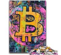 Rompecabezas de Bitcoin con Grafiti para Adolescentes 1000 Piezas, Juego Educativo Familiar, Ideal para Decorar escritorios, 26x38cm