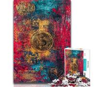 Rompecabezas de Bitcoin con Grafiti para Adultos, 1000 Piezas, Ayuda a ejercitar el Cerebro, Juguetes adictivos para Cultivar la Paciencia y la interacción Entre Padres e Hijos, 38x26cm