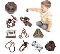 Rompecabezas de Bloqueo de Doble Llave, Rompecabezas clásico de Bloqueo de Metal de 10 Piezas, Tradicionales para Juegos, desbloqueo de Juguetes de Enigma para niños y Adultos