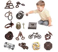 Rompecabezas de Bloqueo de Doble Llave, Rompecabezas clásico de Bloqueo de Metal de 15 Piezas, Tradicionales para Juegos, desbloqueo de Juguetes de Enigma para niños y Adultos