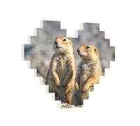 Rompecabezas de bloques de construcción con diseño de corazón de dos perros de la pradera, rompecabezas de bloques de construcción para adultos, rompecabezas de bloque de fotos personalizado