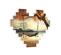 Rompecabezas de bloques de construcción con forma de corazón, columpio de otoño y árbol, rompecabezas de bloques de construcción para adultos, rompecabezas de bloque de fotos personalizado, decoración