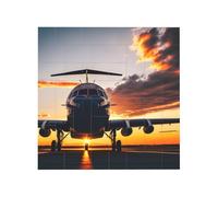 Rompecabezas de bloques de construcción cuadrados creativos con diseño de avión al atardecer para decoración de escritorio