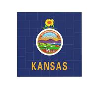 Rompecabezas de bloques de construcción cuadrados creativos con diseño de bandera del estado de Kansas